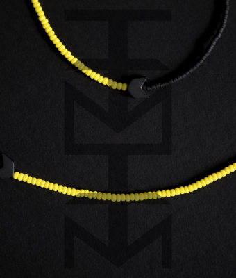 CZARNO - ŻÓŁTY NASZYJNIK I BRANSOLETKA Z HEMATYTEM