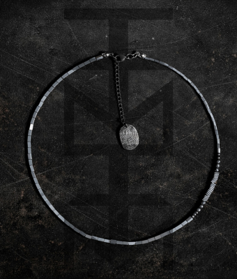 NASZYJNIK ZE SREBRNEGO HEMATYTU - LINIE PAPILARNE