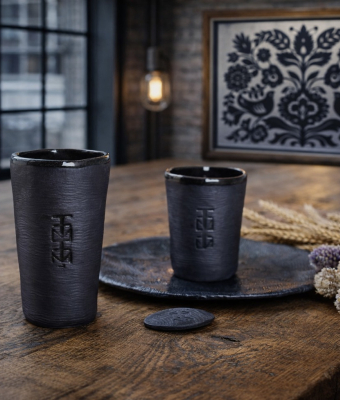 CZARNY ZESTAW ŚNIADANIOWY Z GLINY ZUZU