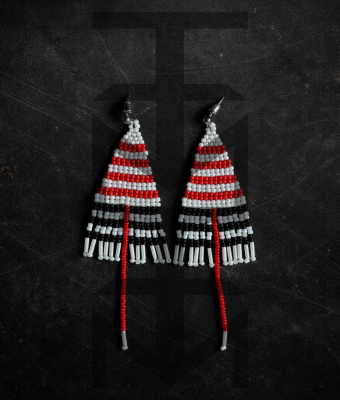 KOLCZYKI W PASKI CZERWONO-CZARNO-BIAŁE