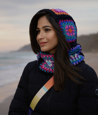 RĘCZNIE ROBIONY KAPTUR BALACLAVA GRANNY