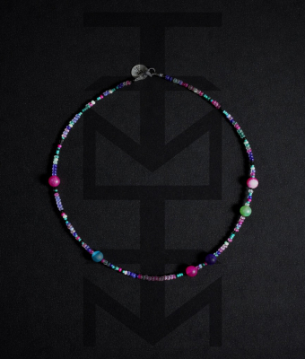 NASZYJNIK Z KOLOROWYM MATOWYM AGATEM