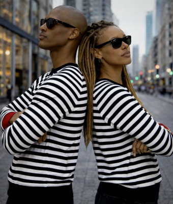 BLUZA W PASKI CZARNO-BIAŁE Z DZIANINY BAWEŁNIANEJ RED