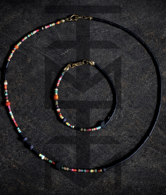 WIELOKOLOROWY NASZYJNIK I BRANSOLETKA - KOMPLET