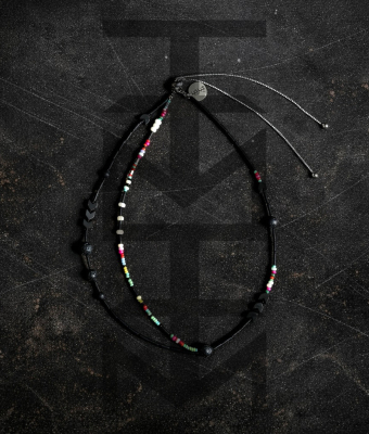 REGULOWANY NASZYJNIK TRE Z HEMATYTEM I LAWĄ WULKANICZNĄ