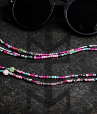 PASTELOWY ŁAŃCUSZEK DO OKULARÓW Z TURMALINEM