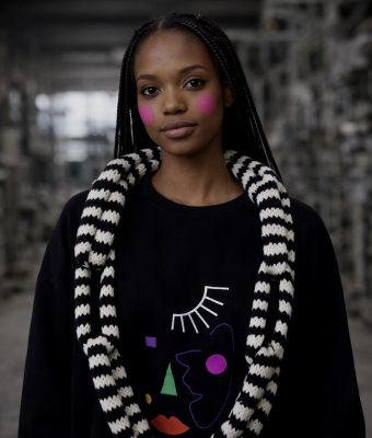 OZDOBNY ŁAŃCUCH W CZARNO-BIAŁE PASKI