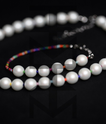 NASZYJNIK I BRANSOLETKA Z PERŁAMI  - ŚNIEŻYNKA