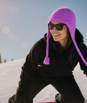 CZAPKA Z NAUSZNIKAMI W KOLORZE WRZOSU