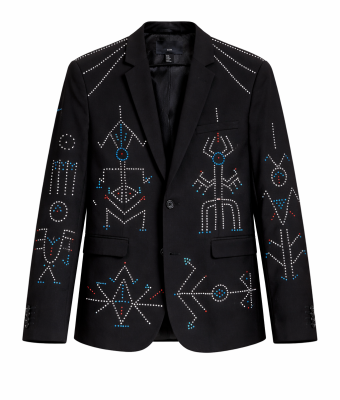 MARYNARKA VINTAGE Z RĘCZNIE MALOWANYM WZOREM ETNICZNYM OKAVE