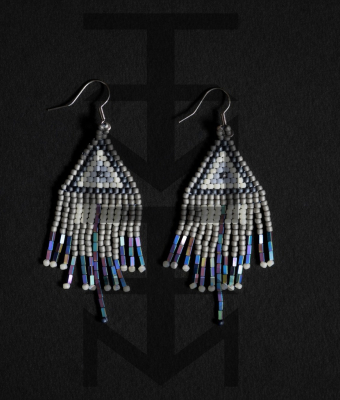 SZARE KOLCZYKI ETHNO Z HEMATYTEM