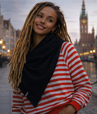 CZARNA CHUSTA Z DZIANINY BAWEŁNIANEJ