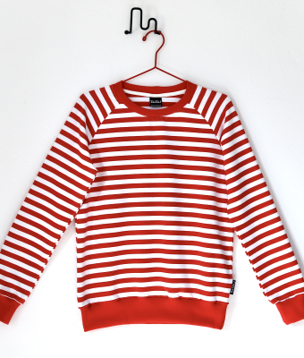 BLUZA W PASKI CZERWONO-BIAŁE Z DZIANINY BAWEŁNIANEJ