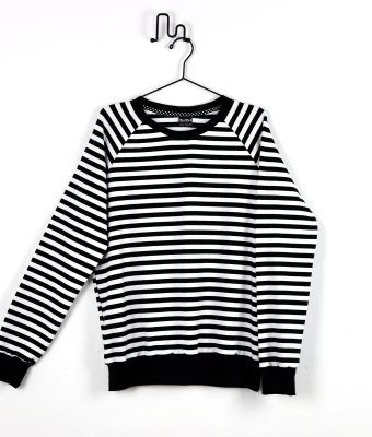 BLUZA W PASKI CZARNO-BIAŁE Z DZIANINY BAWEŁNIANEJ NERO