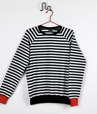 BLUZA W PASKI CZARNO-BIAŁE Z DZIANINY BAWEŁNIANEJ RED