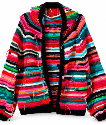 KOLOROWY SWETER Z KAPTUREM GRUNGE BLACK -ZERO WASTE&RECYKLING