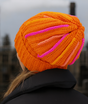 POMARAŃCZOWA BIG CZAPA RĘCZNIE ROBIONA