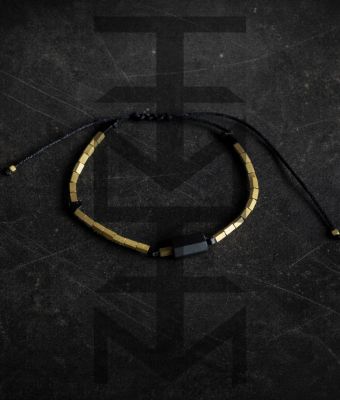 BRANSOLETKA Z CZARNYM TURMALINEM I HEMATYTET