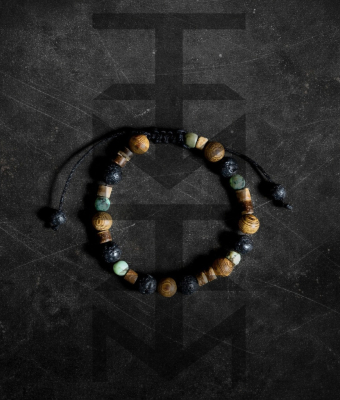 BRANSOLETKA Z TURKUSEM I DREWNEM SANDAŁOWYM & KOKOSOWYM