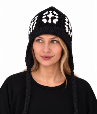 CZARNO-BIAŁA CZAPKA GRANNY 