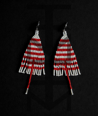 KOLCZYKI W BIAŁO-CZERWONE PASKI