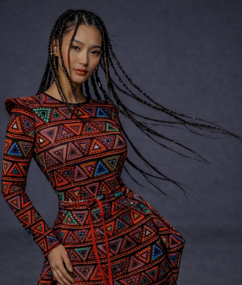 KOLOROWA MAXI SUKIENKA ORIGAMI