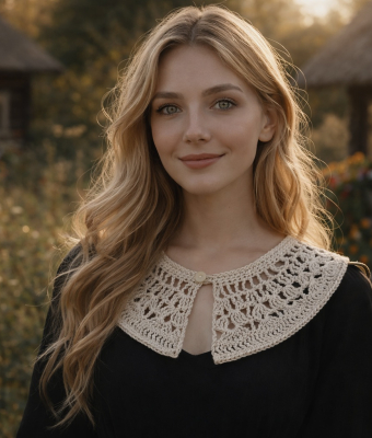 KORONKOWY KOŁNIERZYK W KOLORZE LNU