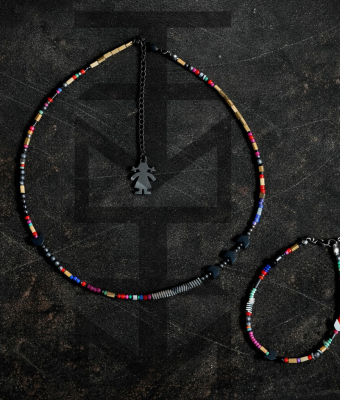 KOLOROWY KOMPLET MULTI Z HEMATYTEM ZŁOTYM I SREBRNYM 