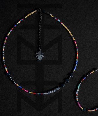 KOLOROWY KOMPLET MULTI Z HEMATYTEM ZŁOTYM I SREBRNYM 