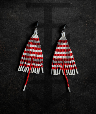 KOLCZYKI W BIAŁO-CZERWONE PASKI