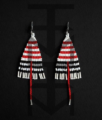 KOLCZYKI W PASKI CZERWONO-CZARNO-BIAŁE