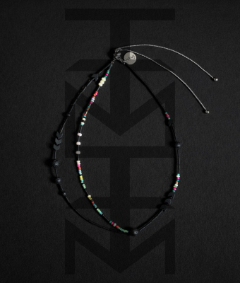 REGULOWANY NASZYJNIK TRE Z HEMATYTEM I LAWĄ WULKANICZNĄ